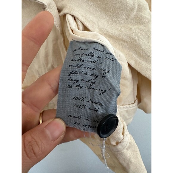 Raquel Allegra Women's Silk Linen Jai Jacket Blazer Beige Large Beach Lagenlook - Picture 5 of 8